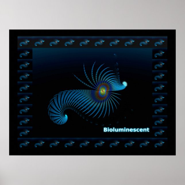 Póster Creatura bioluminiscente de mar alieno (Frente)