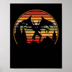 Póster Creatura Criptica Mothman Retro Sunset