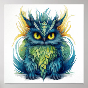 Póster Creatura de fantasía de búho real