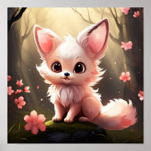 Póster Creatura de Fantasía Rosa Cute