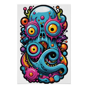 Póster Creatura de la laguna del grupo de diseño Memphis