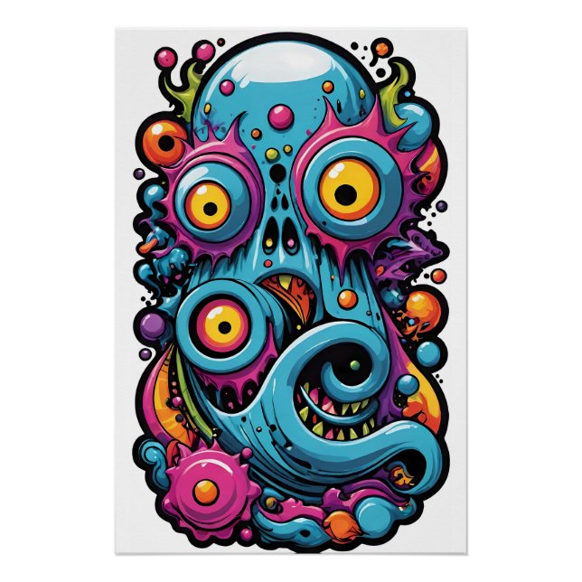 Póster Creatura de la laguna del grupo de diseño Memphis (Anverso)