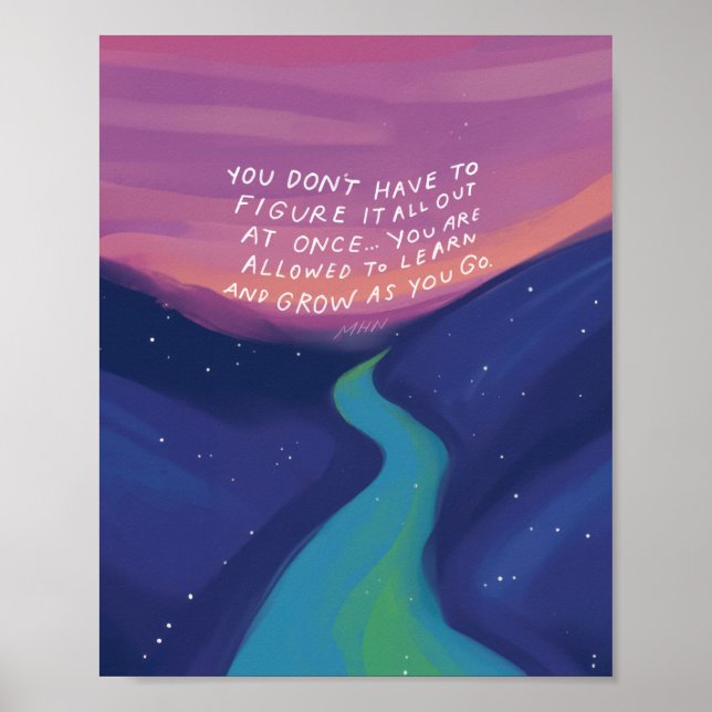 Póster Crecer: cita Inspiradora y naturaleza (Frente)