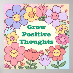 Póster Crecer los pensamientos positivos Poster motivacio