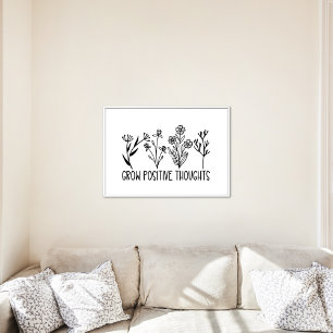 Póster Crecer pensamientos positivos Flores Cita Inspirad
