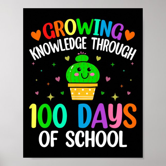 Póster Creciente Conocimiento A Través De Cactus 100 Días (Frente)