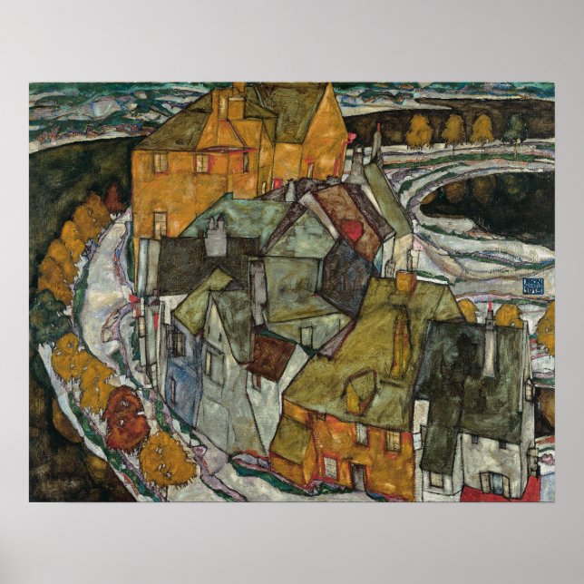 Póster Creciente de casas II, ciudad insular por Egon Sch (Frente)