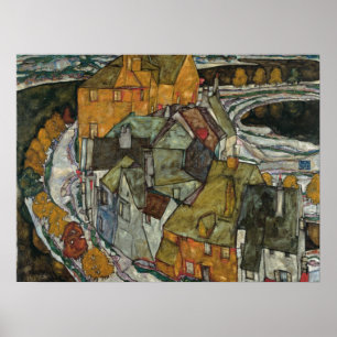 Póster Creciente de Casas II, Ciudad Isla por Egon Schiel