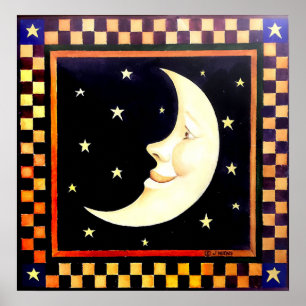 Póster Creciente Luna Sonriente