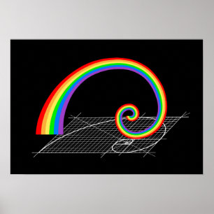 Póster Crecimiento del arcoiris en espiral fibonacci