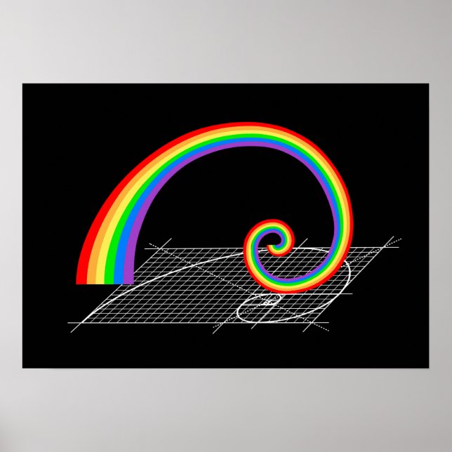 Póster Crecimiento del arcoiris en espiral fibonacci (Frente)