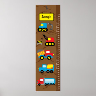 Póster Crecimiento infantil Crecimiento Camiones de const