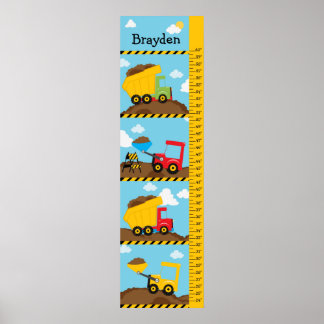 Póster Crecimiento infantil Crecimiento Camiones de const