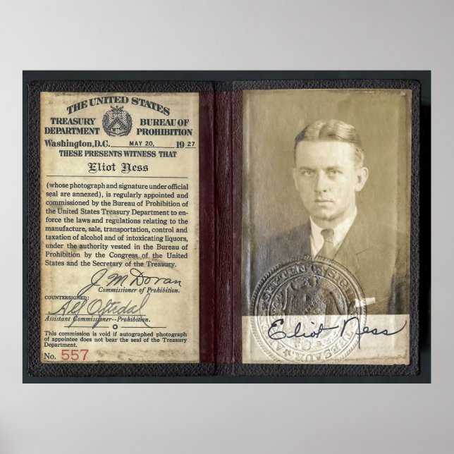 PÓSTER CRÉDITOS DEL AGENTE DE PROHIBICIÓN ELIOT NESS 1927 (Frente)