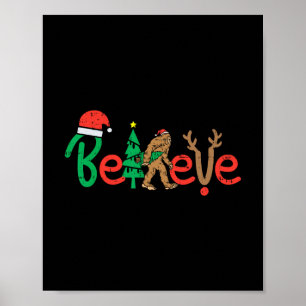 Póster cree a los navidades de reno de bigfoot sasquatch
