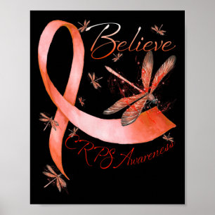 Póster Cree Crps Conciencia Naranja Ribbon Dragonfly Lov