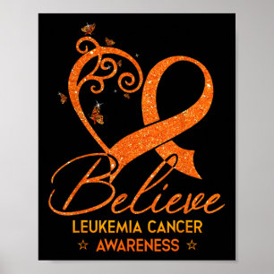 Póster Cree en la cinta naranja corazón leucemia cáncer d