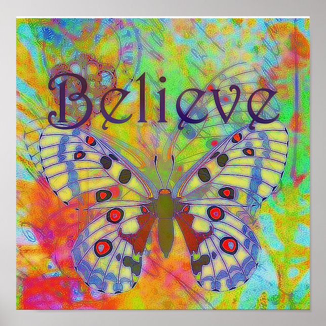 Póster Cree mariposa colorida (Frente)