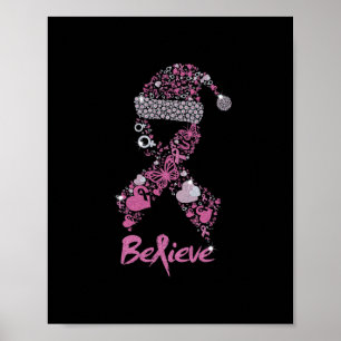 Póster cree navidades de la cinta de cáncer de mama santa