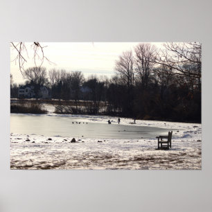 Póster Creek congelado con Poster de banco