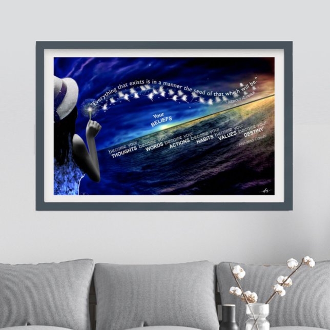 Póster Creencia - Las semillas que siembras y tus objetiv (Belief Poster with two famous inspiring quotes.)