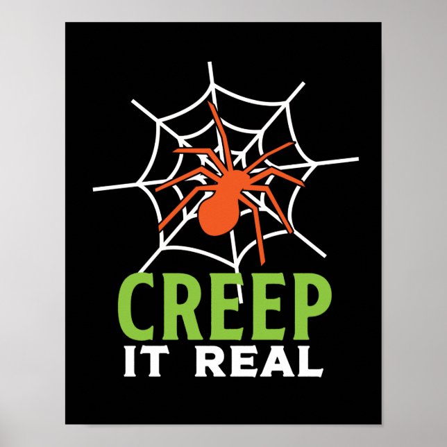 Póster Creep It Real Creepy Spider Funny Halloween Pun (Frente)