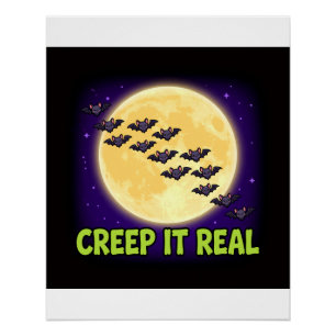 Póster Creep It Real Murciélagos Luna Halloween