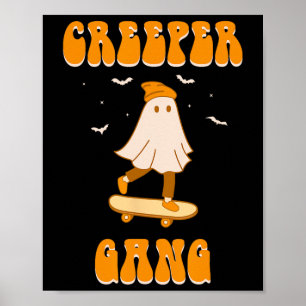 Póster Creeper Gang Fantasma Patineta Divertido Halloween
