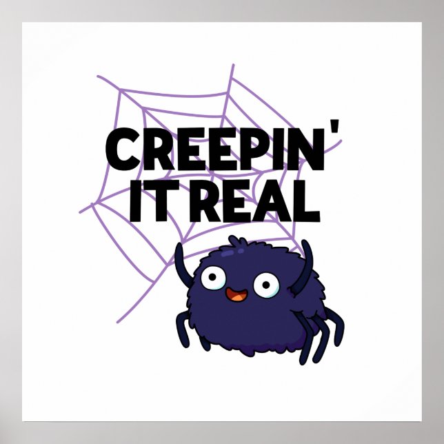 Póster Creepin It Real Funny Halloween Spider Pun (Frente)
