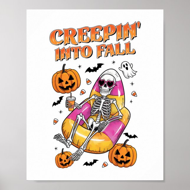 Póster Creepin retro en Halloween otoñal (Frente)