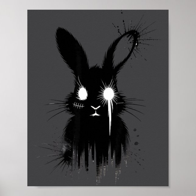 Póster Creepy Cute Goth Bunny Horror Rabbit Sketch Alt Ng (Frente)