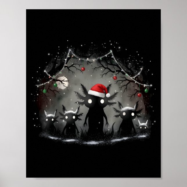 Póster Creepy Gothic Christmas Axolotl Aesthetic Horror N (Frente)
