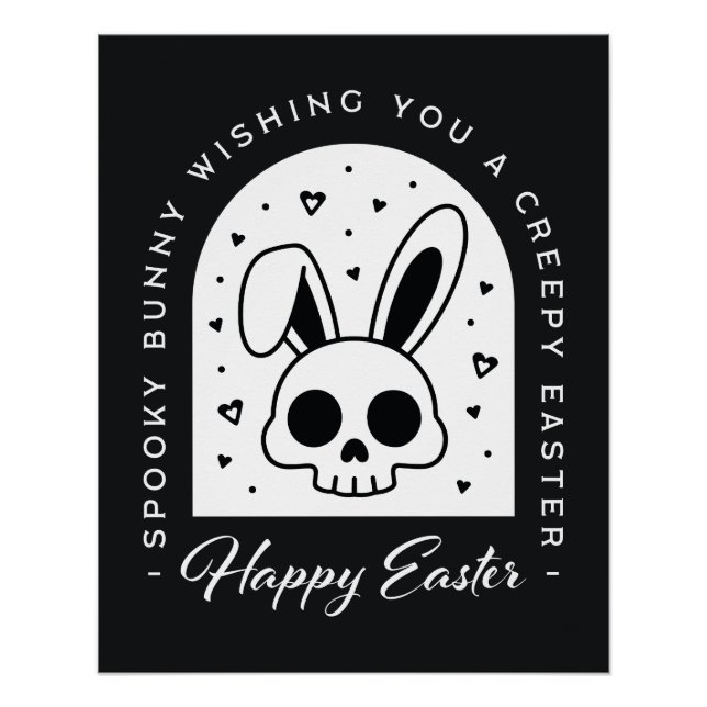 Póster Creepy Happy Easter bunny skull gothic aesthetic (Anverso)