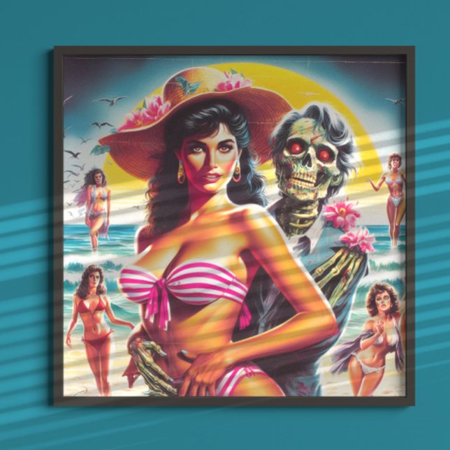 Póster Creepy Zombie Beach Pin-up (Subido por el creador)