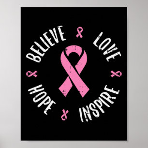 Póster Creer Amor Esperanza Cinta rosa Cáncer de Mama Awa