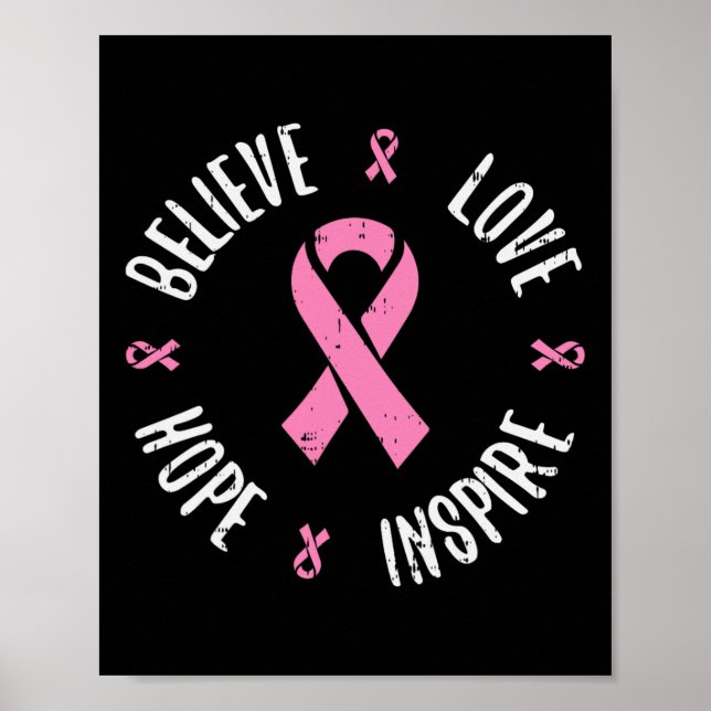 Póster Creer Amor Esperanza Cinta rosa Cáncer de Mama Awa (Frente)