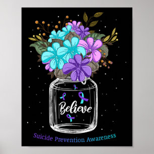 Póster Creer Cinta de Flor de Concienciación sobre Preven