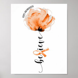 Póster Creer Crps Sensibilización Naranja Ribbon Avers