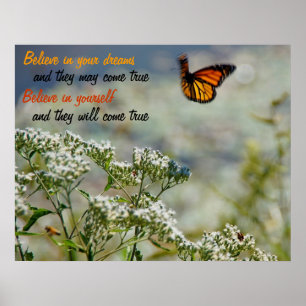 Póster Creer en ti mismo mariposa Poster motivacional