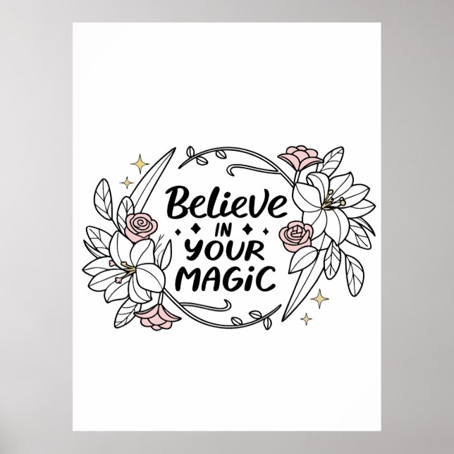 Póster Creer en tu magia - Floral Inspiradora (Frente)