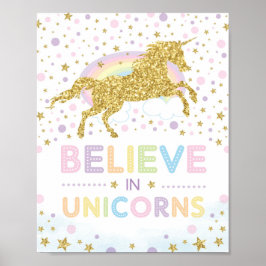 Póster Creer en Unicornios/Unicornio arcoiris mágico