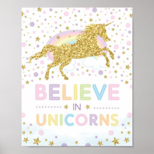 Póster Creer en Unicornios/Unicornio arcoiris mágico