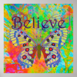 Póster Creer mariposa colorida