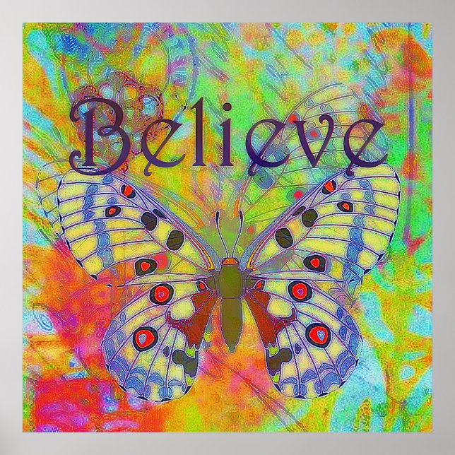 Póster Creer mariposa colorida (Frente)