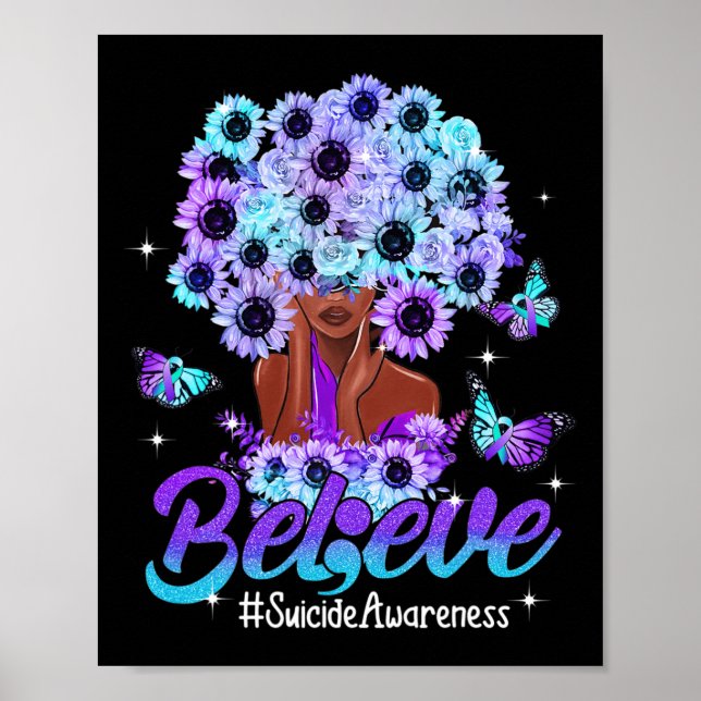 Póster Creer Mujeres Negras Sunflower Suicidio Awarene (Frente)
