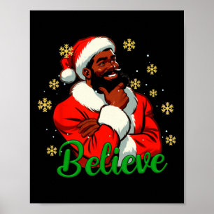 Póster Creer que Black-santa Claus Navidades afroamerican