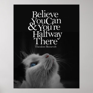 Póster Creer Que Puedes Hermosa Cita Motivacional De Gato