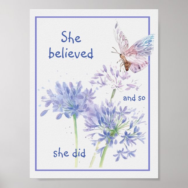 Póster "Creía la mariposa de citas motivacionales (Frente)