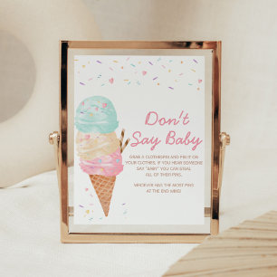 Póster Crema de hielo Baby Shower no diga bebé