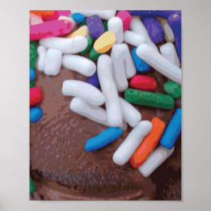 Póster Crema de hielo de chocolate oscuro con salpicadura